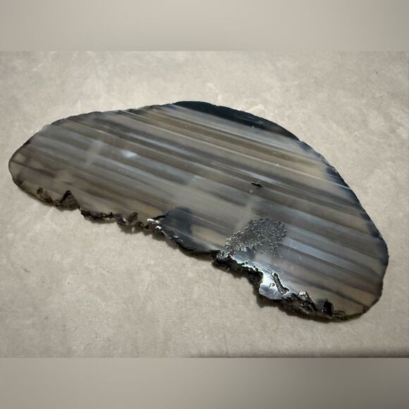 Gray Black Agate Slice Geode Decor Crystal Cut Polished Natural Stone 4” - Picture 15 of 17